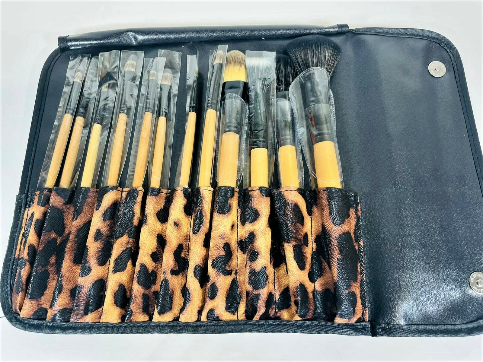 Ivation 12 Pc Leopard Makeup Brush Set with Travel Pouch