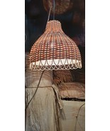Bamboo Cane Handwoven Bell Shaped 2 pc set Scalloped Pendant Lampshade H... - $175.78