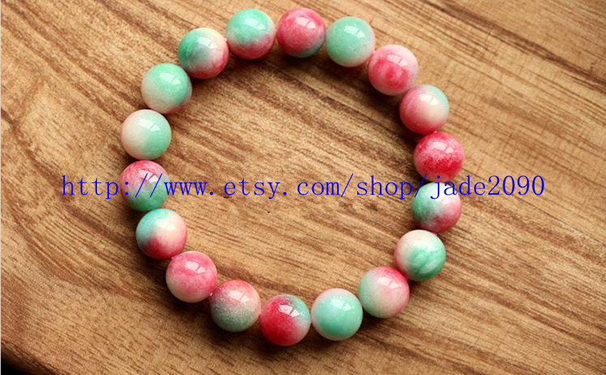 Primary image for Free Shipping - Natural Colorful  jadeite jade beads charm beaded bracelet