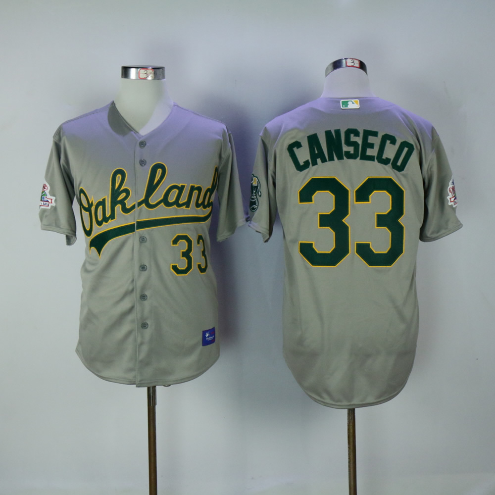 Men's Oakland Athletics 33 Jose Canseco Jerseys Baseball Gray Retro
