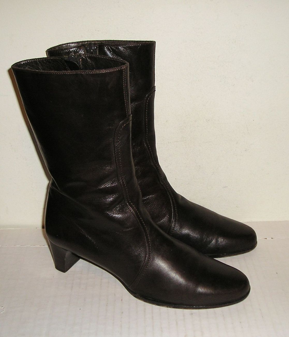 COLE HAAN Women's Italian Brown Leather Dress Zipper Ankle Boots Shoes