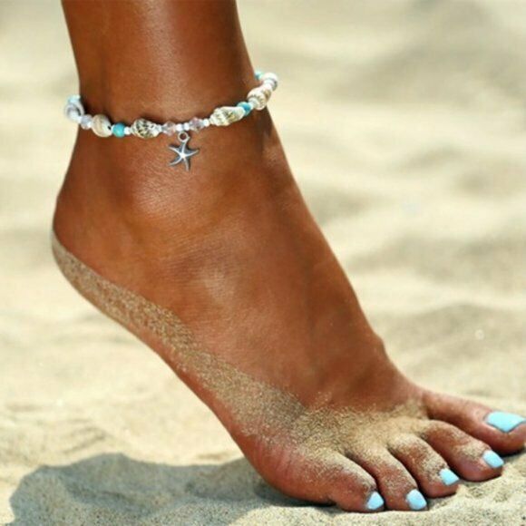Bohemian Anklet, Shell Ankle Bracelet, Starfish Anklet, Sexy Anklet Jewelry