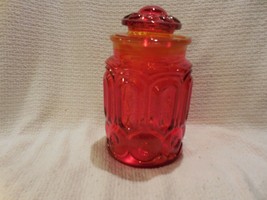 L E Smith Glass Co MOON &amp; STAR Amberina  Canister - 9 .5&quot; - $34.11