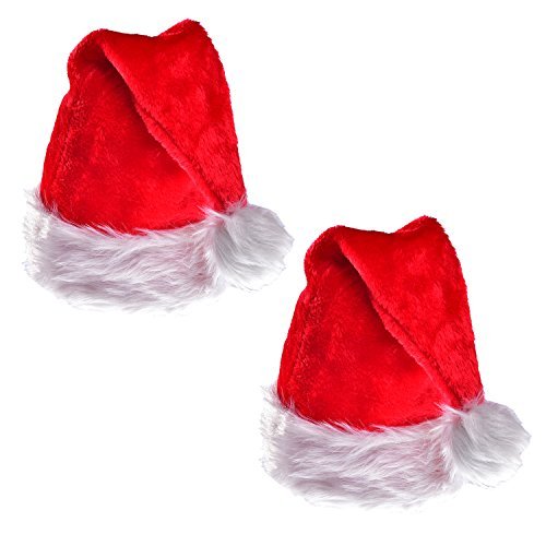 2 Pack Plush Christmas Hat Santa Hats for Christmas Decoration - Other
