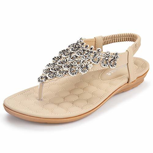 Harence Women's Casual Summer Shoes Ankle T-Strap Thong Flat Sandals 4. ...