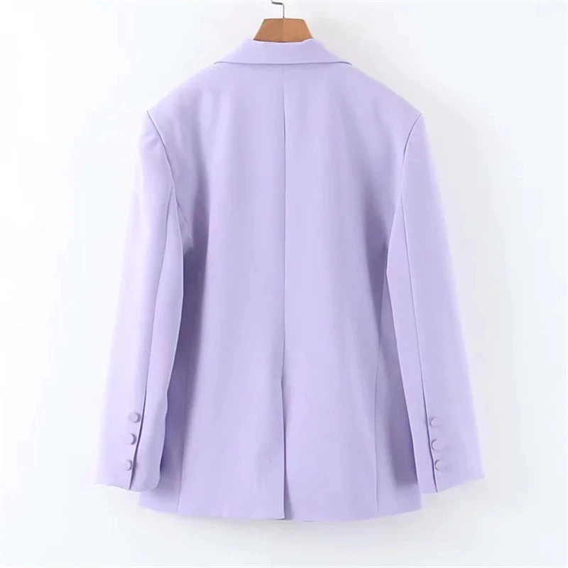 New lilac long sleeve double button women purple blazer with pockets ...