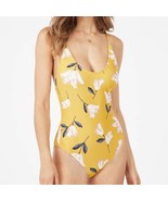 NWT JustFab Lace Back One Piece Swimsuit in Yellow Floral Size S - $27.82
