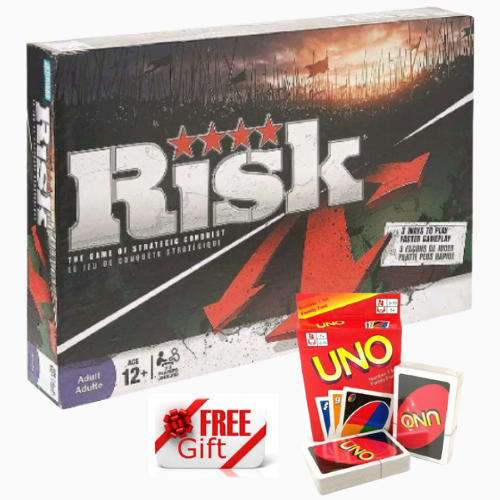 Risk Reinvention Party Board Game The Game of Strategic Conquest Free UNO Card