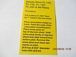 Details West # PL-368 Snow Plow Tall Profile SP GE's. 1 Each HO-Scale image 5
