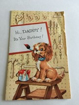 VINTAGE 1960s Happy Birthday CARD Hi Daddy  Great Art Collectible B3 - $7.87
