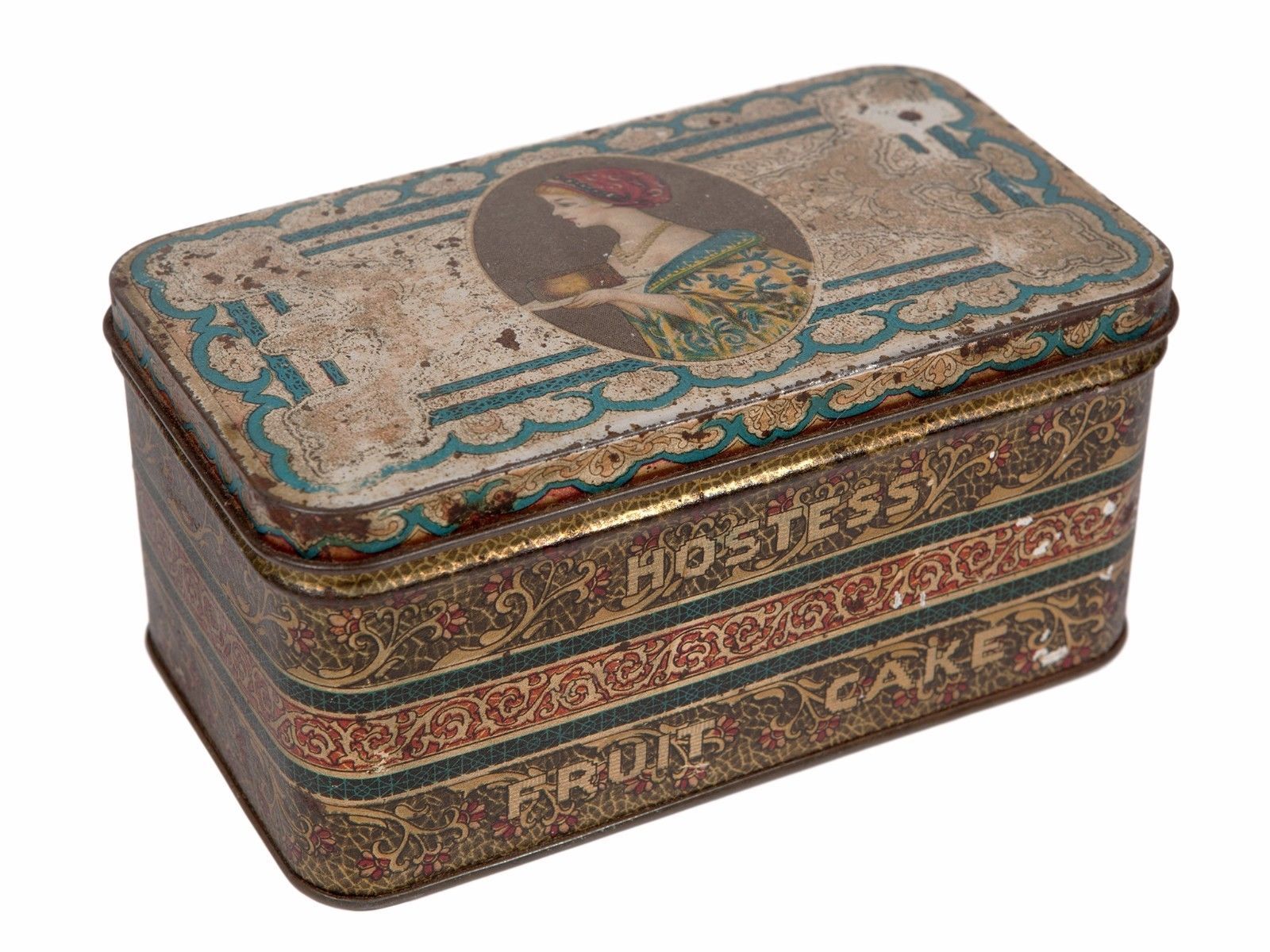 FREE SHIP: Vintage Hostess Fruit Cake Tin Box - Container with Hinged ...