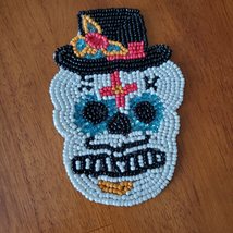 Beaded Sugar Skull Coasters, set of 4, Halloween Coasters, Day of the Dead image 3