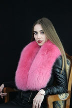 Arctic Fox Fur Collar 50' (130cm) Saga Furs Bright Pink Scarf Stole image 3