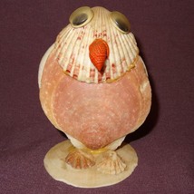 Vintage Owl made of Sea Shells Mauve Cream 3&quot; - $16.34