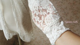 Open Ivory White Long Sleeve Stretch Lace Cover Up Wedding Lace Bolero PLUS SIZE image 5