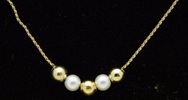Vintage MIA Gold Tone Faux Pearl Dainty Choker Necklace - $19.80