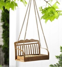 Bird Feeder Swing Bench 8.3" Long Hanging With Metal Chain Hanger Iron Garden image 2