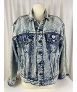 Vintage 80s Lizwear Liz Claiborne Acid Wash Jean Jacket - Large w/ Shoul... - $34.65