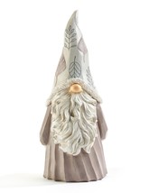 Gnome Figurine Whimsical Sculpted Textural Detailing Poly Resin 16" high Gray