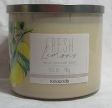 Kirkland's 14.5 oz Large Jar 3-Wick Candle Natural Wax Blend FRESH LEMONS - $27.08