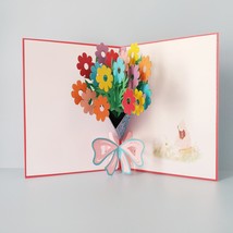 Rainbow Flower Bouquet, 3D Pop-up card, 3D greeting card, Paper craft, P... - $8.11
