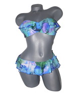 New KENNETH COLE M 34 B/C strapless bandeau flounce ruffle bikini swimsu... - $58.19