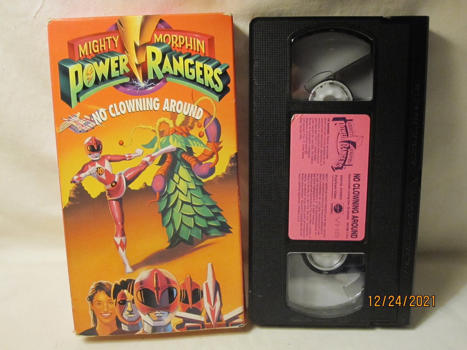 1993 Mighty Morphin Power Rangers VHS Tape: #5 No Clowning Around, Pink ...