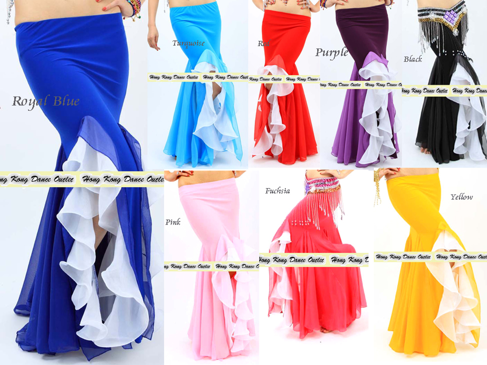 Belly Dance Ruffle Split Mermaid Dance Skirt Dancewear