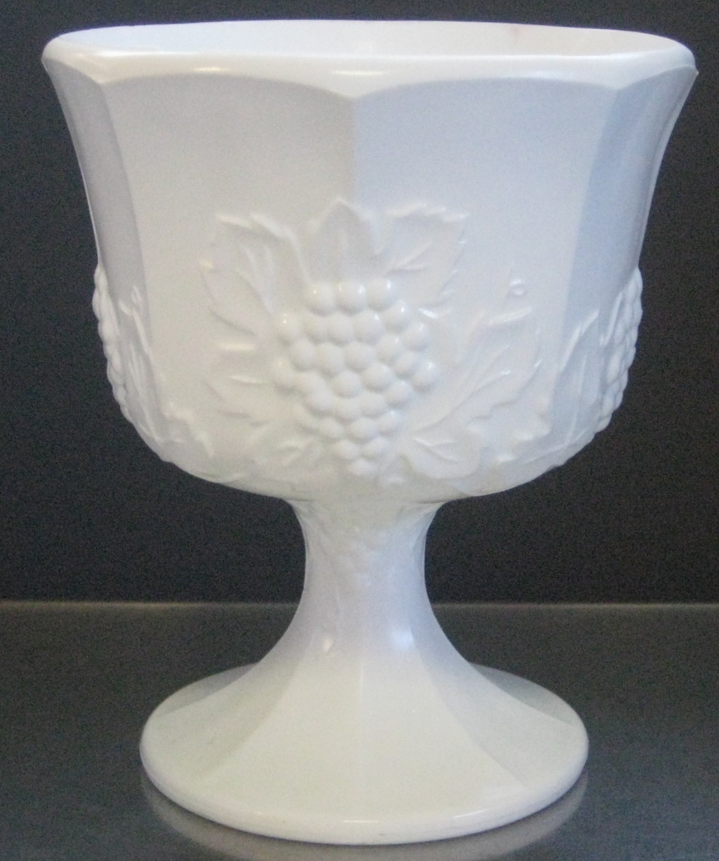 Vintage Indiana White Milk Glass Colony Harvest Grape Compote Indiana
