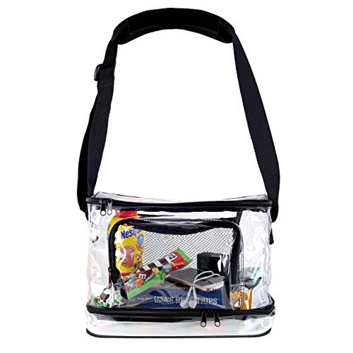Deluxe Clear Lunch Bag |Extra Large Tote With Adjustable Straps| Crossbody - Lunchboxes & Bags