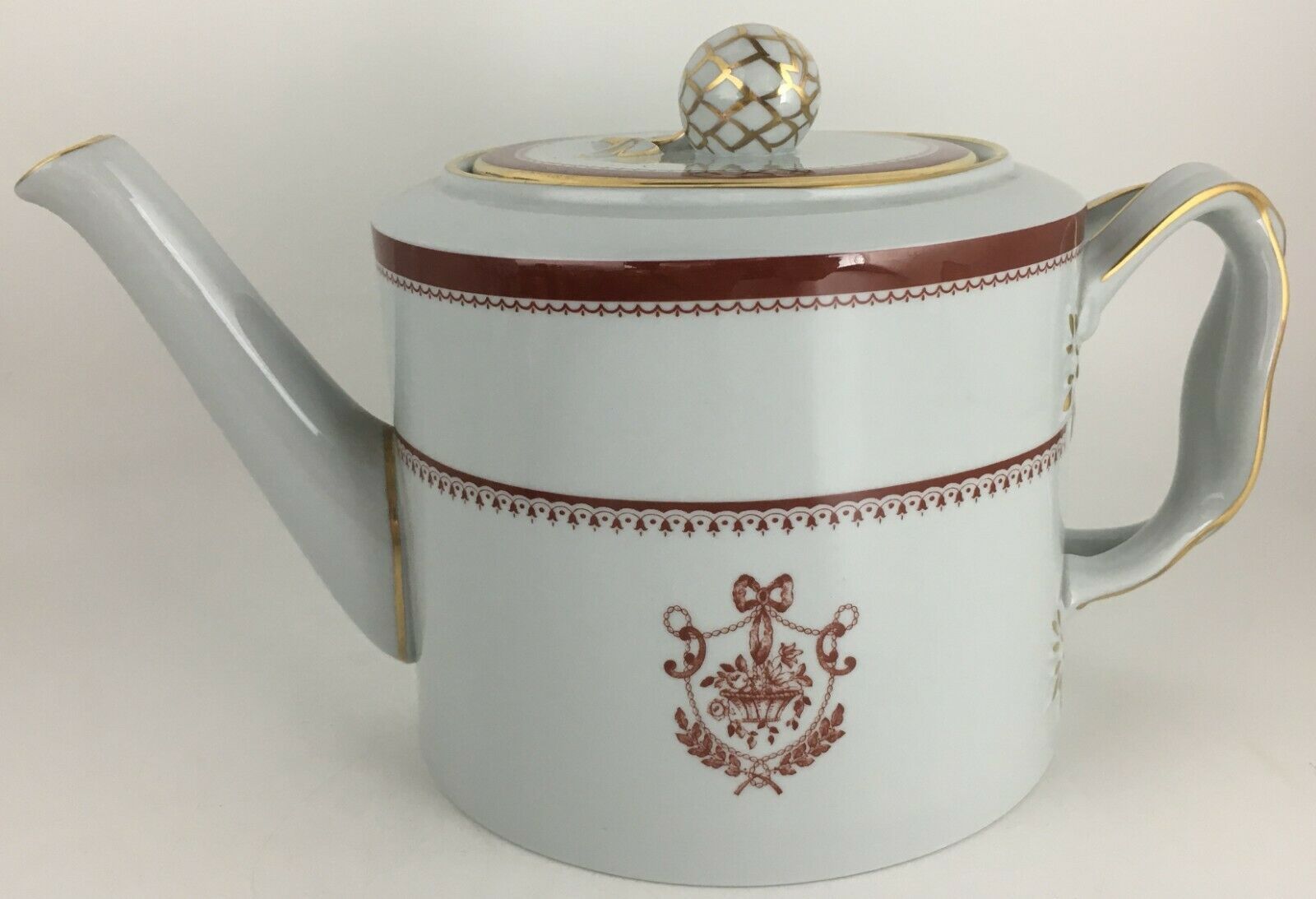 Primary image for Spode Newburyport Y3360 Red Teapot & lid