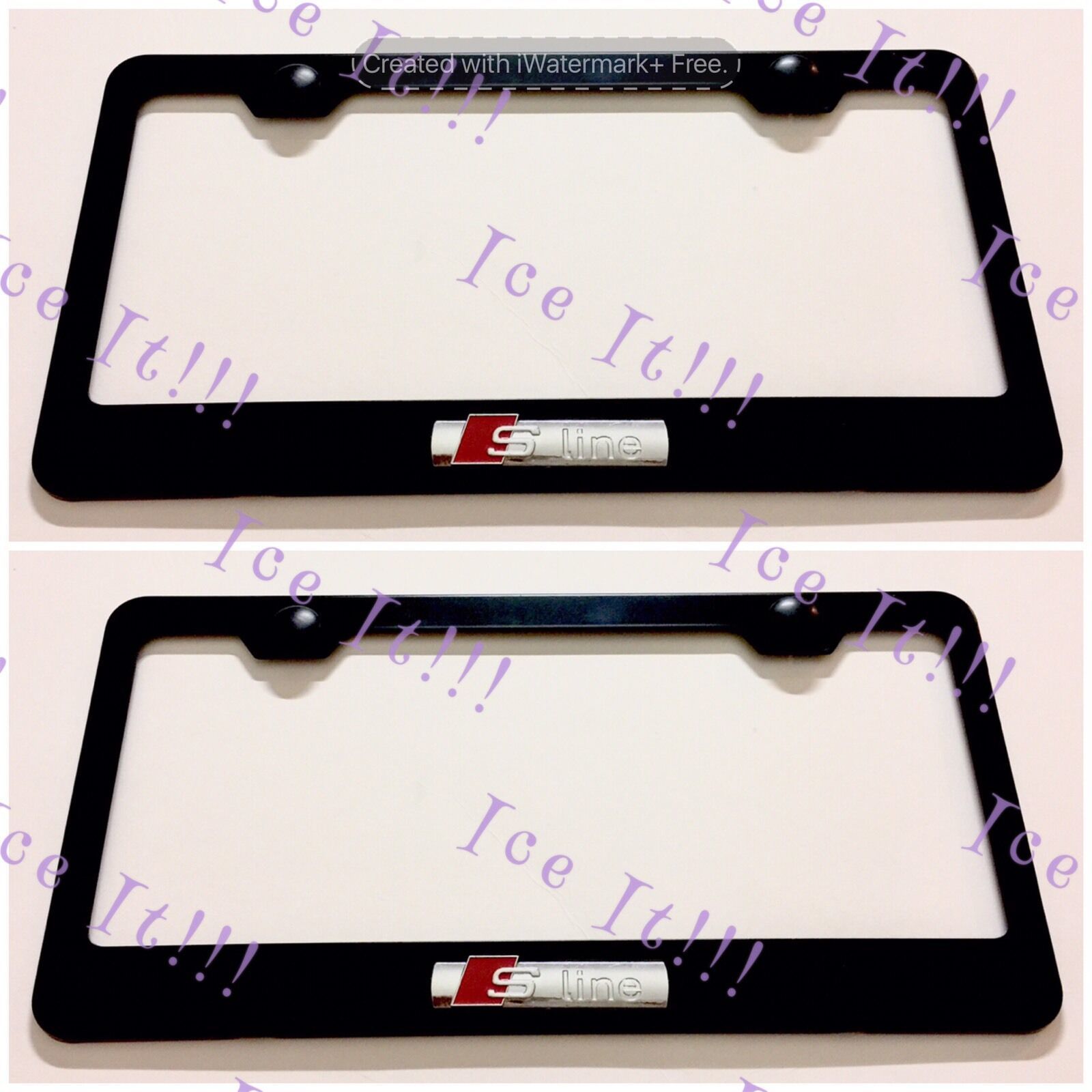 2X Audi 3D S Line Black Stainless Steel License Plate Frame Rust Free W/ Caps - $38.12