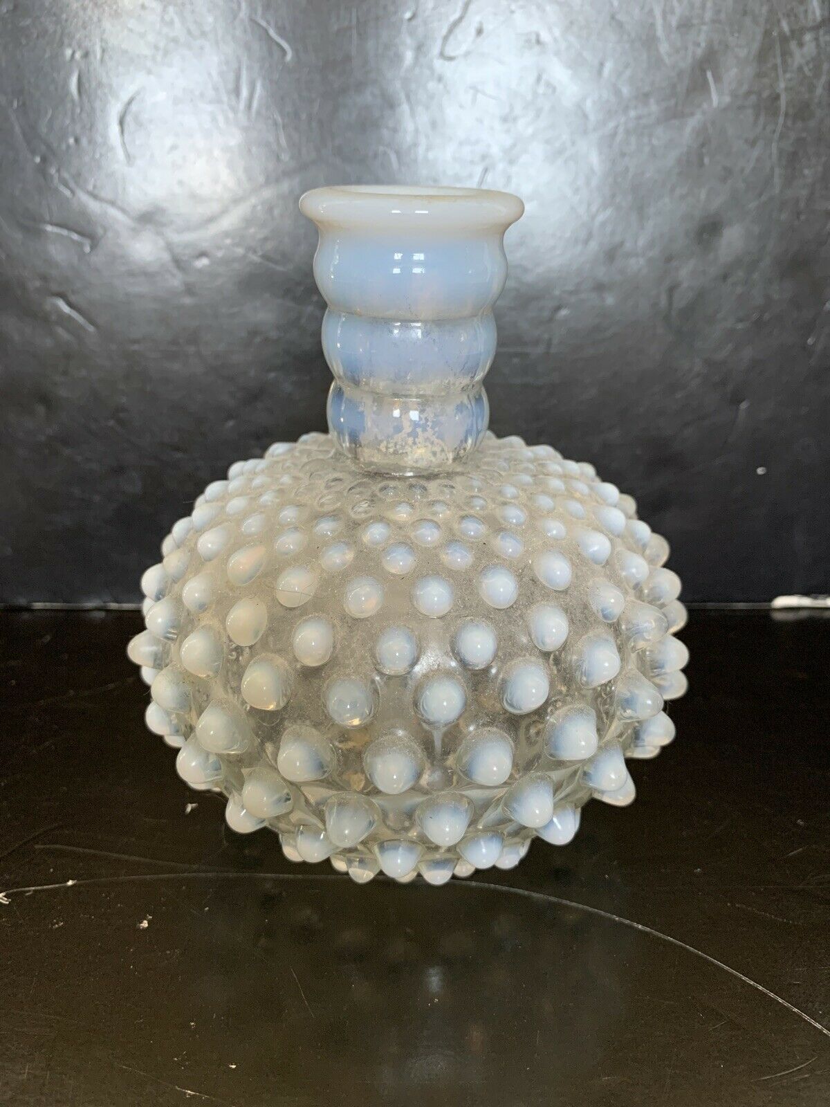 Vintage Fenton Frosted Hobnail Glass Vase 4 12” Fenton 7043