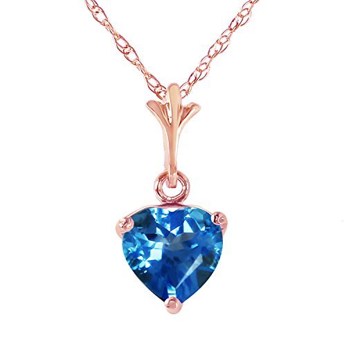 Galaxy Gold GG 14k 24 Solid Rose Gold Heart-shaped 1.15 Carat Natural Blue Topa