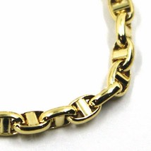 9K YELLOW GOLD NAUTICAL MARINER BRACELET OVALS 3.5 MM THICKNESS 7.5 INCHES, 19CM image 2