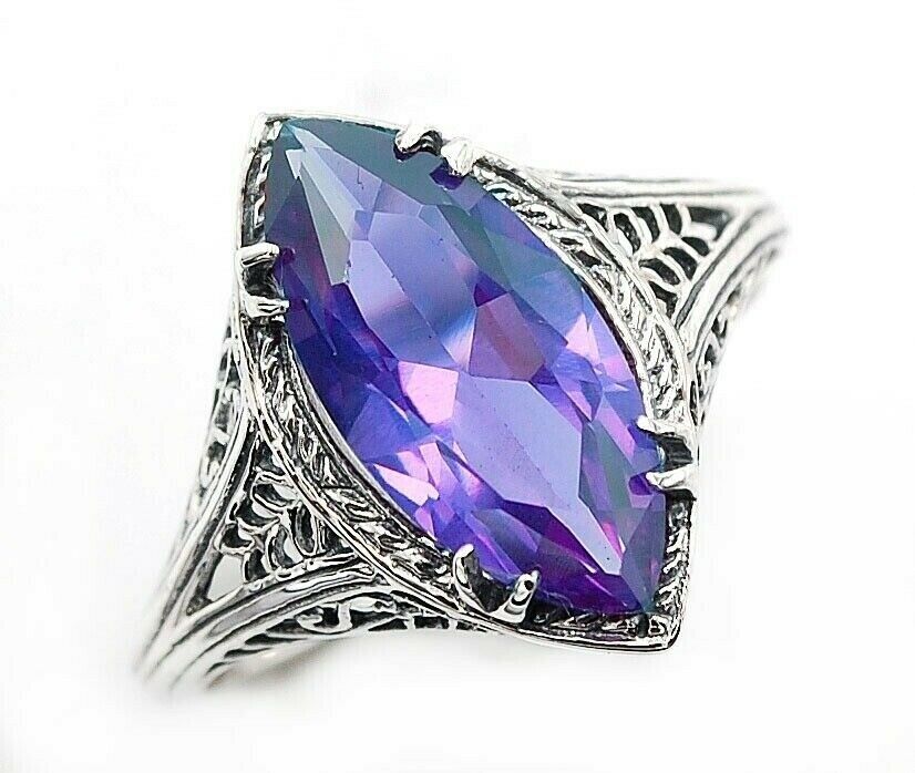 3CT Color Changing Alexandrite 925 Solid Sterling Silver ...