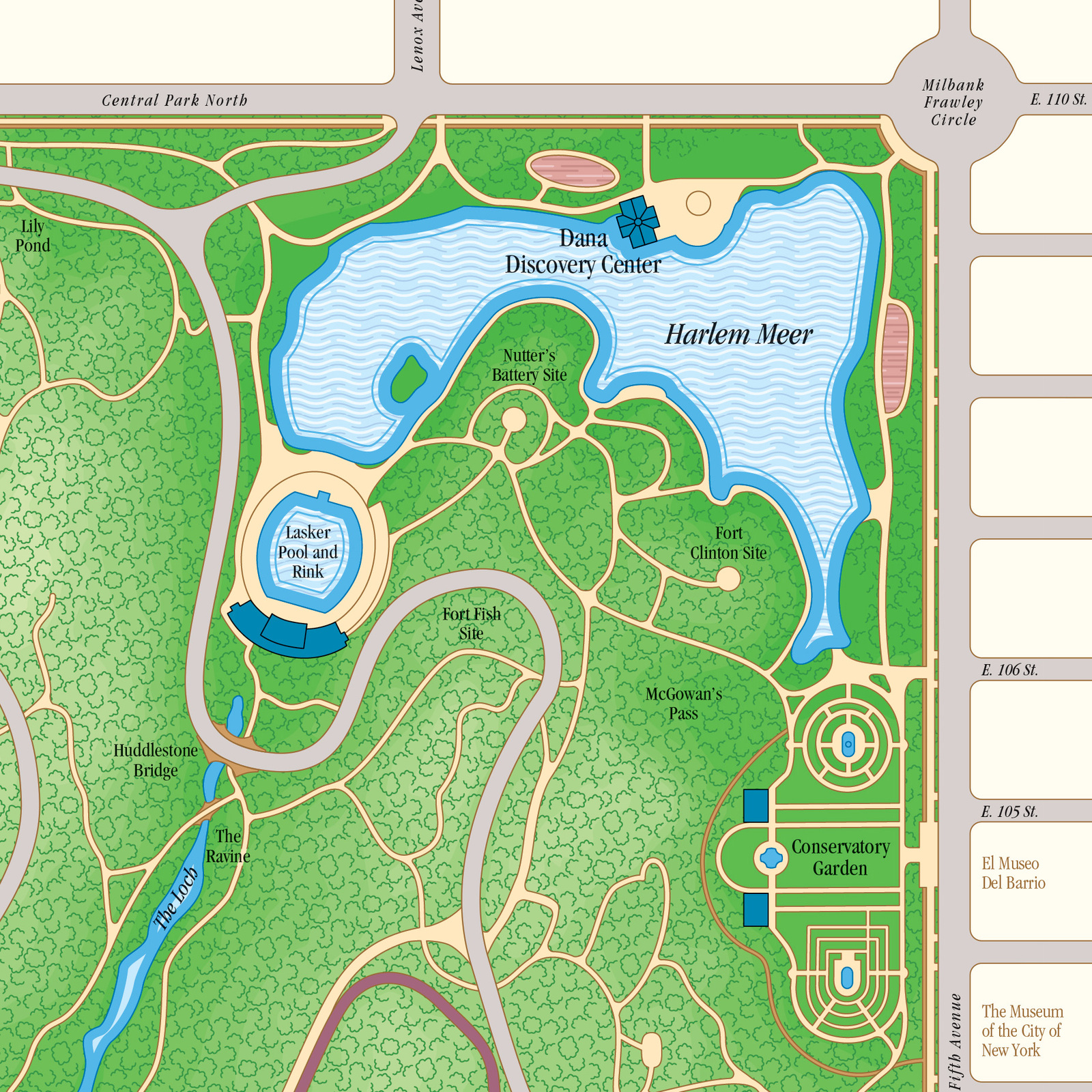 Central Park Map Print, 5-color offset lithography on archival paper ...
