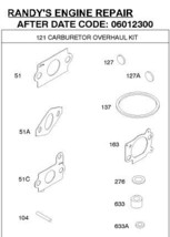 Carburetor overhaul kit Briggs &amp; Stratton # 792383 - $22.99