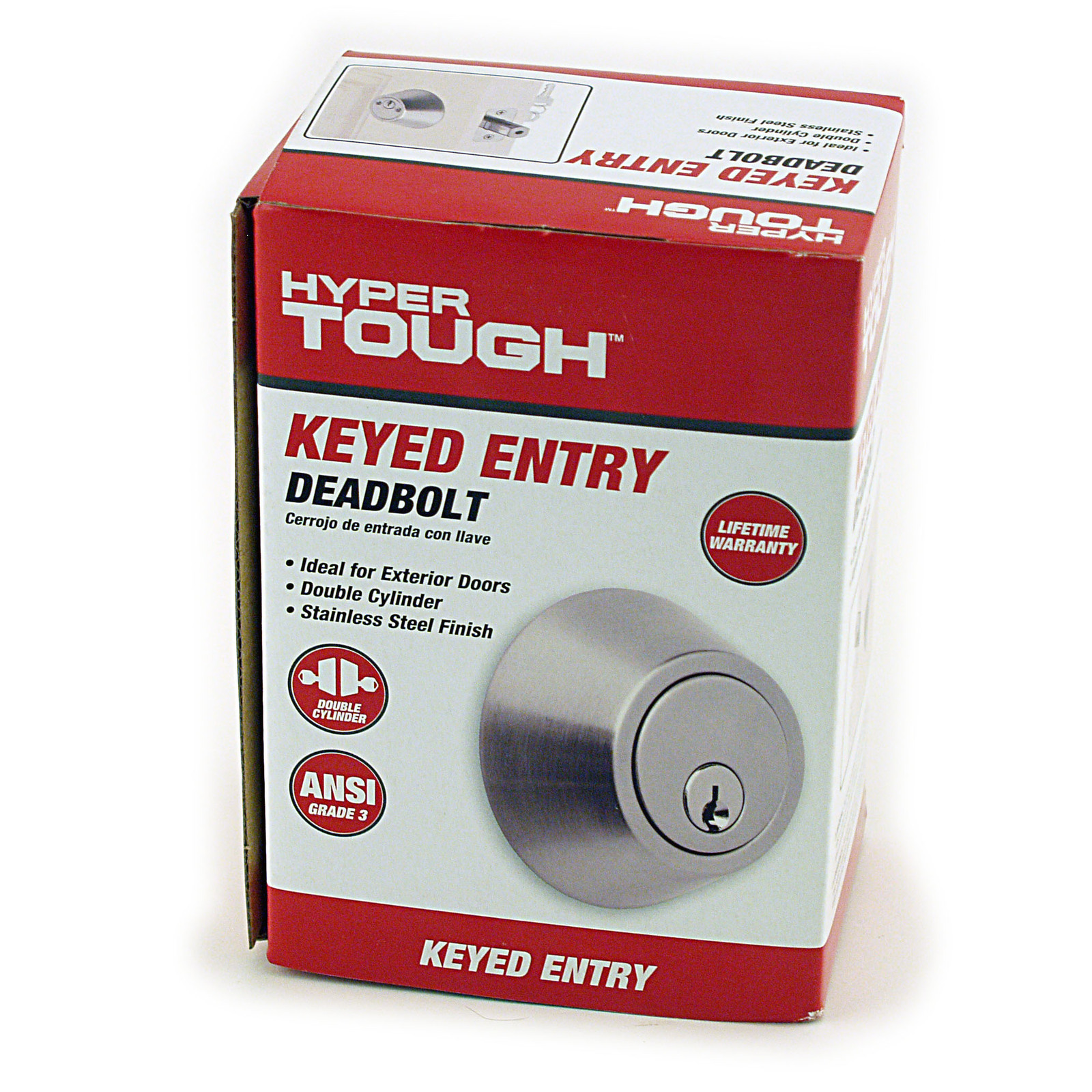 HYPERTOUGH Keyed Entry Deadbolt Lock Stainless Finish ANSI Grade 3 NIP