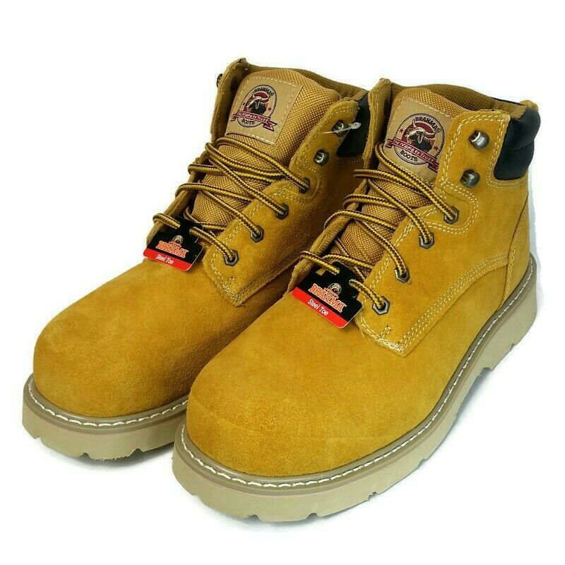 BRAHMA Bravo II, Men's Wheat Leather Steel Toe Work Boots, Size 10.5