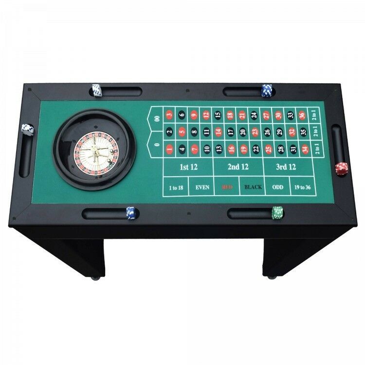 Casino Game Table 4in1 Roulette Blackjack Craps with Full Set of Accessories Tables, Layouts