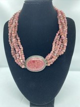 Hand Crafted Sterling Silver and Pink Stone Necklace - $47.49