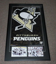 2015-16 Pittsburgh Penguins Stanley Cup Team Signed Framed 28x46 Poster JSA image 1