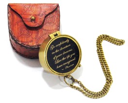 NauticalMart "Go Confidently Poem"  Solid Brass Compass With Leather Case