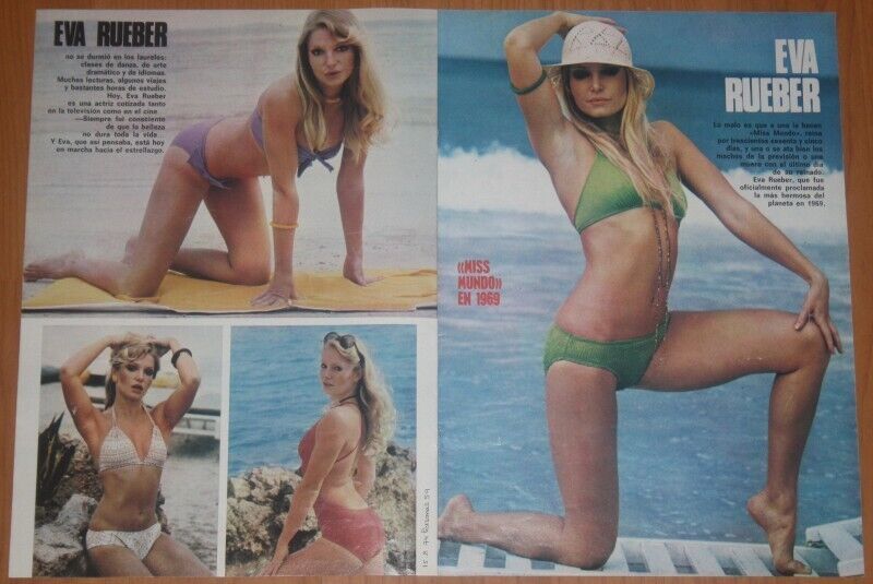 EVA RUEBER-STAIER Miss World 1969 4 page 1974 article sexy bikini photos poster - Other