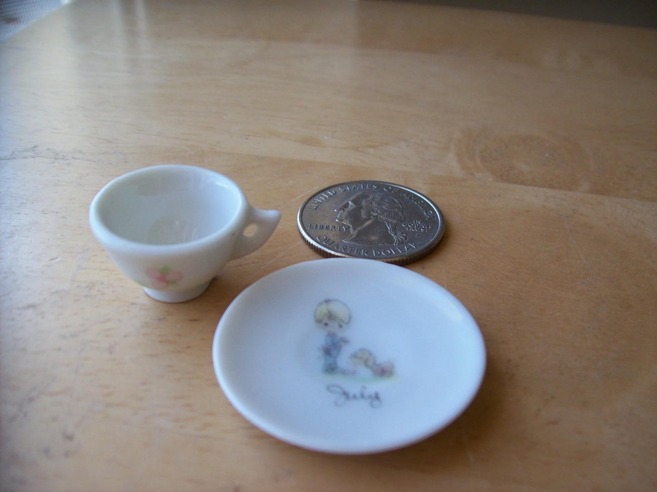 Primary image for 1986 Precious Moments Miniature “July” Teacup and Plate 