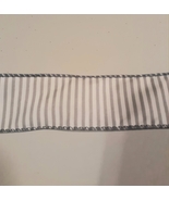 Gray and white stripe wired edge craft ribbon by the yard, 1.5&quot; wide - $1.00