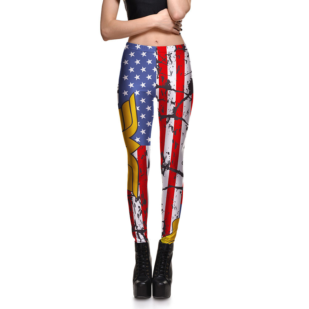 Wonderwoman Digital Print Pants Athletic Tights Yoga Stars and Stripes Leggings