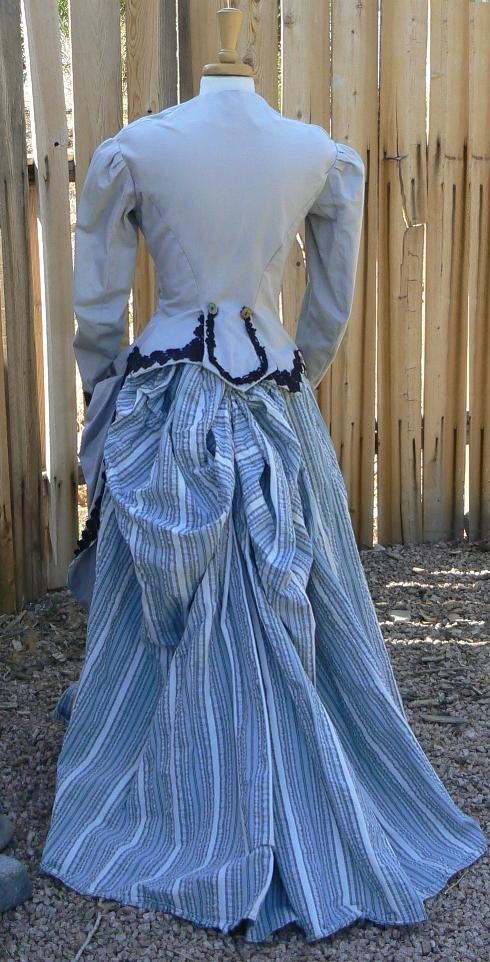 Bustle Dress Polonaise Modified 1870's - Costumes, Reenactment, Theater