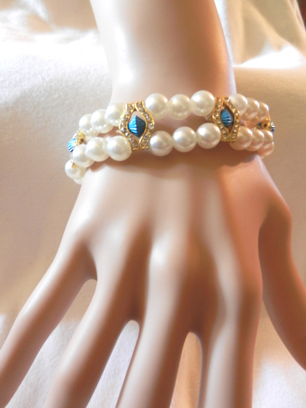 New Exquisite Ladies' Charming Beads Stretch Rhinestones Faux Pearls Bracelet Bracelets & Charms